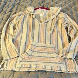 Striped Hooded Pullover with Front Pocket